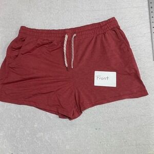 Red/ burgundy women XL soft loungewear shorts with drawstring. SKU268#loungewear